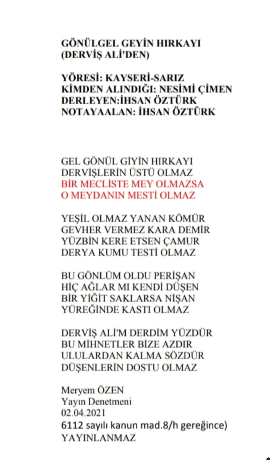 TRT sansürde çağ atladı: Halk şairinin deyişi sansürlendi - Resim : 1
