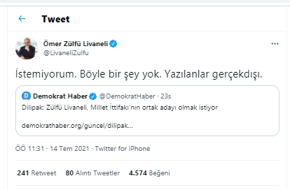 Zülfü Livaneli'den ortak aday olacağı iddialarına yanıt - Resim : 1