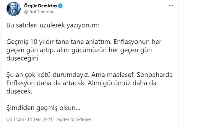 Özgür Demirtaş 'üzülerek yazıyorum' dedi: Şimdiden geçmiş olsun... - Resim : 1