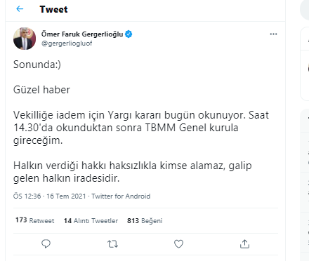 HDP'li Gergerlioğlu'nun milletvekilliğinin iadesi hakkında flaş gelişme - Resim : 1