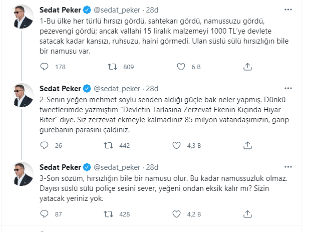 Sedat Peker'den bomba Mehmet Soylu yorumu: Bu ülke her türlü hırsızlığı gördü... - Resim : 1