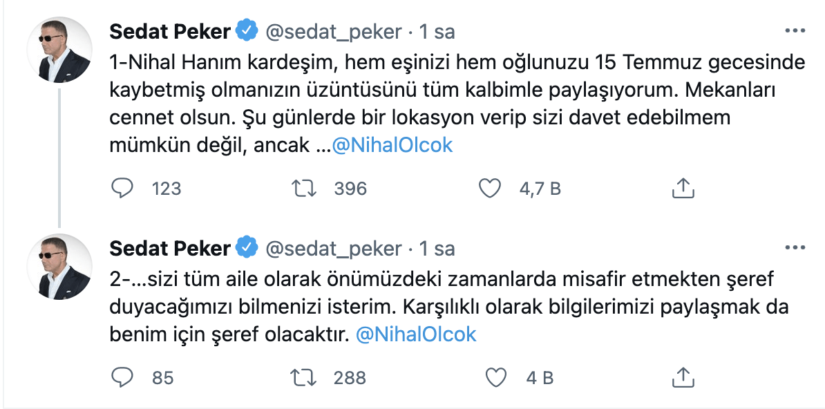Sedat Peker ve Nihal Olçok arasında sosyal medyayı sallayan sohbet! - Resim : 1