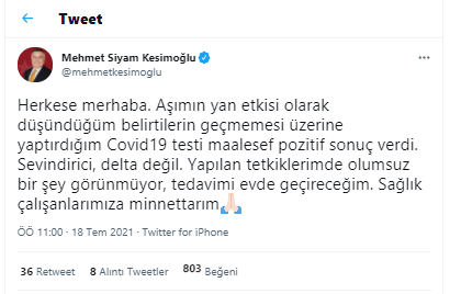 Kırklareli Belediye Başkanı Mehmet Siyam Kesimoğlu koronavirüse yakalandı - Resim : 1