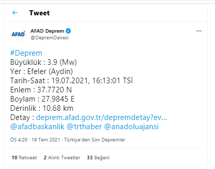 Aydın'da deprem! İzmir ve Manisa'da da hissedildi - Resim : 1