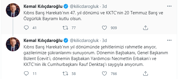 Kılıçdaroğlu'ndan Kıbrıs Barış Harekatı'nın yıl dönümünde açıklama! - Resim : 1