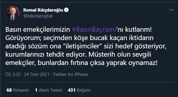 Kılıçdaroğlu'ndan 24 Temmuz mesajı - Resim : 1