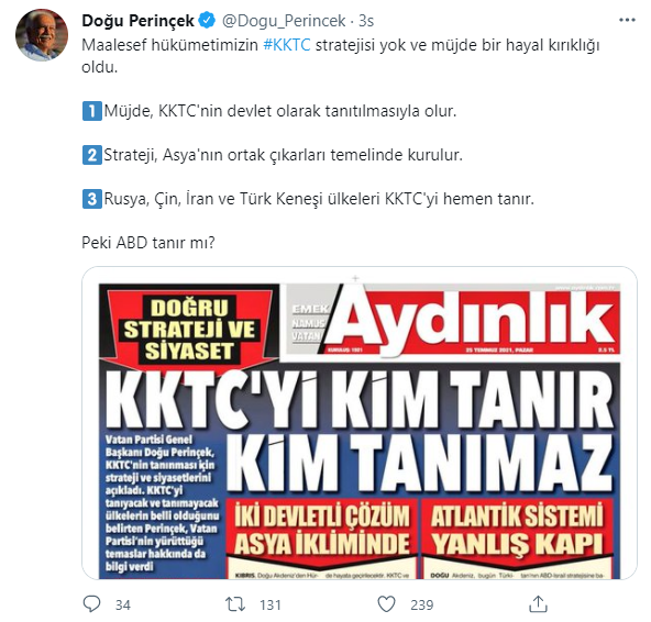 Doğu Perinçek'ten Erdoğan'ı kızdıracak 'KKTC' mesajı: Hayal kırıklığı... - Resim : 1