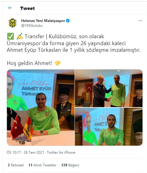 Yeni Malatyaspor Ahmet Eyüp Türkaslan'ı renklerine bağladı - Resim : 1