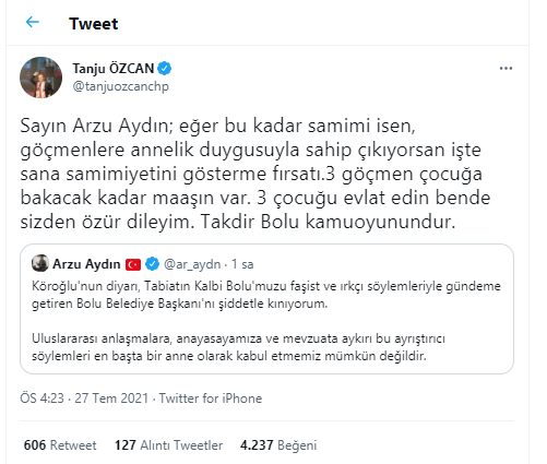 Tanju Özcan'dan AKP'li Arzu Aydın'a: İşte sana samimiyetini gösterme fırsatı - Resim : 1