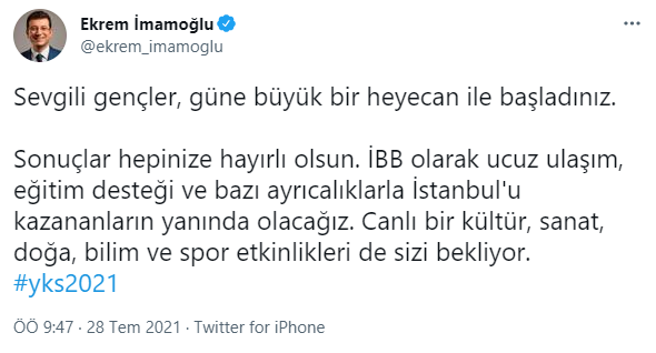Ekrem İmamoğlu, İstanbul'u kazanan öğrencilere seslendi - Resim : 1