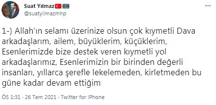 Muhalefeti hedef alan MHP'li başkan Twitter üzerinden istifa etti! - Resim : 1