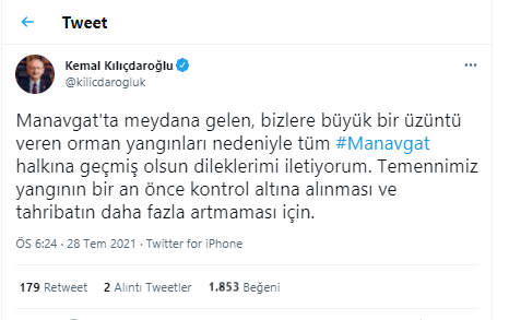 Kılıçdaroğlu'ndan Manavgat'ta çıkan orman yangını hakkında açıklama - Resim : 1