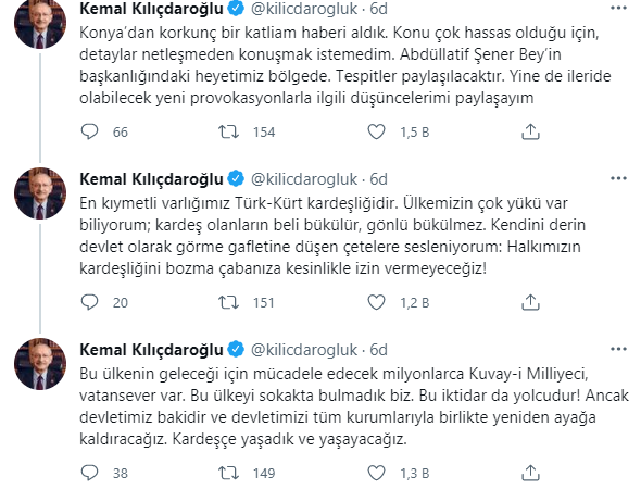 Kılıçdaroğlu'ndan Konya'daki katliamla ilgili flaş açıklama - Resim : 1
