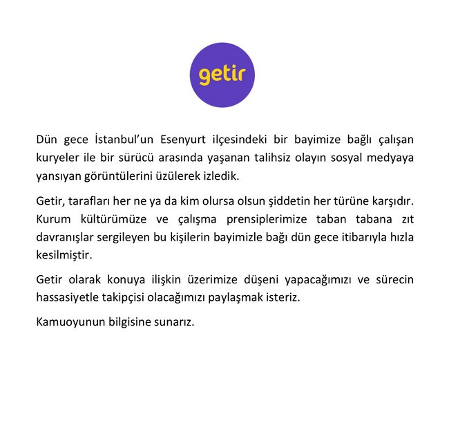 Getir kuryeleri sürücüyü darp etti, açıklama geldi! - Resim : 1