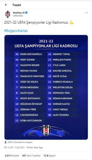 Liste UEFA'ya verildi! İşte Beşiktaş'ın Şampiyonlar Ligi kadrosu - Resim : 2