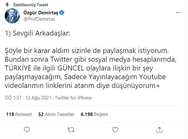 Özgür Demirtaş'tan flaş sosyal medya kararı - Resim : 1