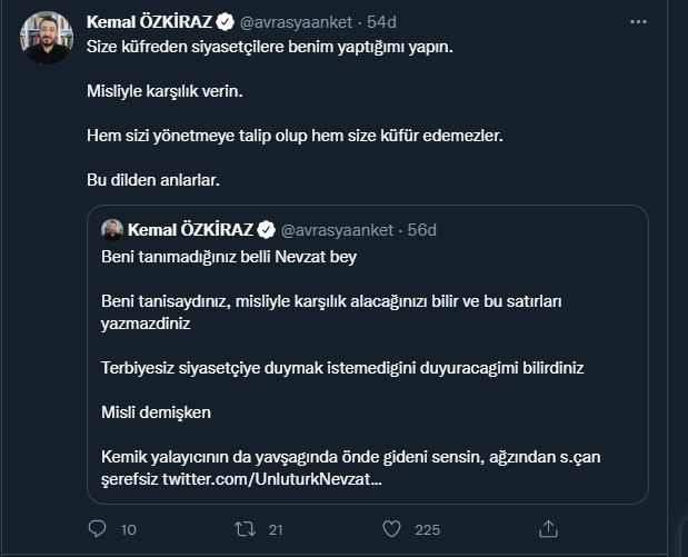 MHP Genel Başkan Yardımcısı'ndan Avrasya Araştırma sahibi Kemal Özkiraz'a şok küfürler! - Resim : 2