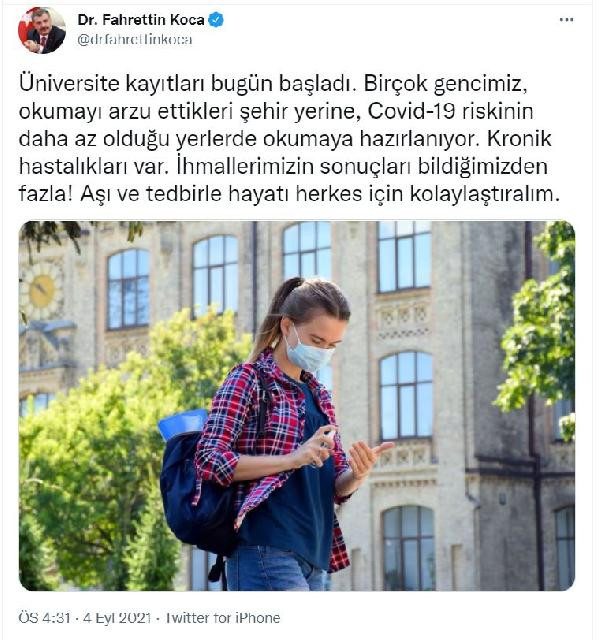 Fahrettin Koca'dan üniversitelerde yüz yüze eğitim hakkında açıklama - Resim : 1