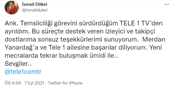 TELE 1'de üst düzey ayrılık - Resim : 1