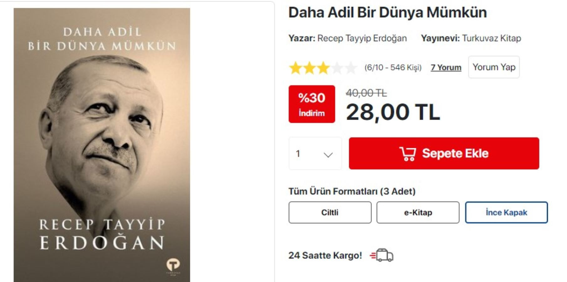 Erdoğan'ın kitabının fiyatı düşürüldü - Resim : 1