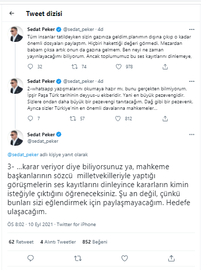 Sedat Peker, ses kayıtlarını ve yazışmaları neden yayınlamadığını açıkladı! - Resim : 1