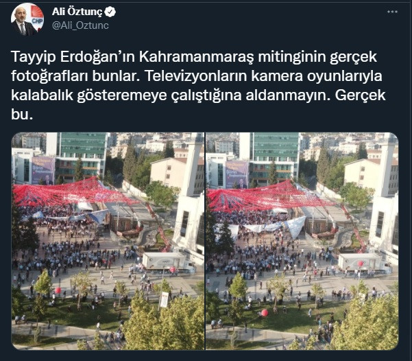 'Televizyonlara inanmayın' dedi, Erdoğan'ın şoke eden miting fotoğrafını paylaştı! - Resim : 1