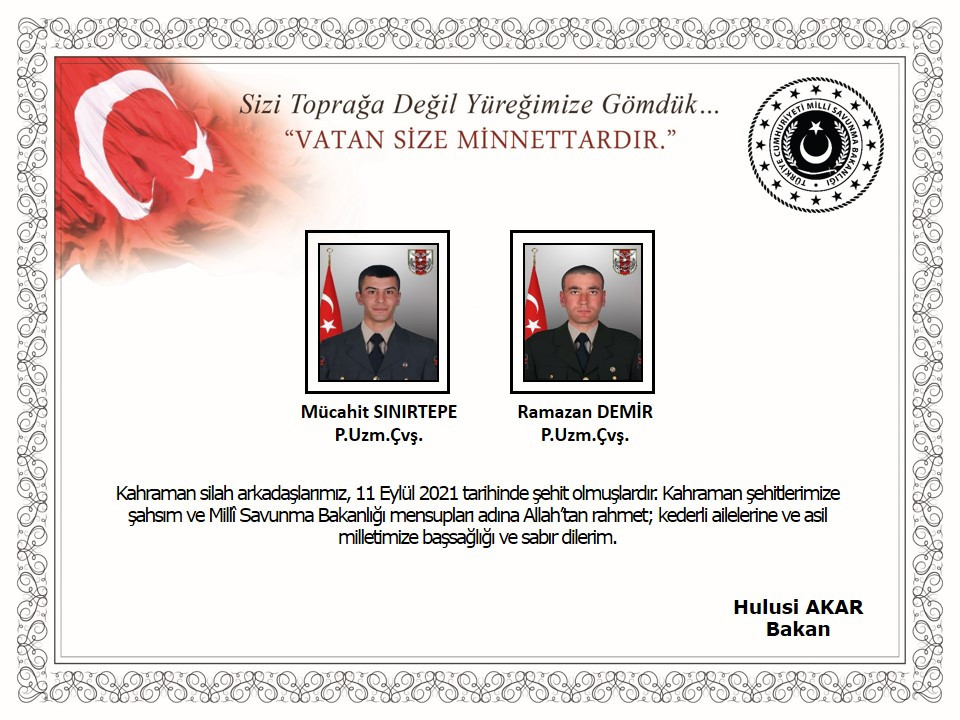 MSB acı haberi duyurdu: 2 asker şehit, 3 asker yaralı - Resim : 1