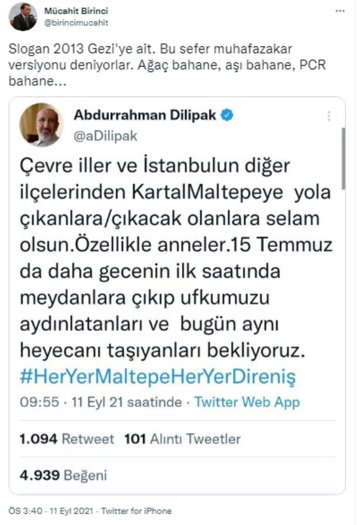 AKP'li isimler Abdurrahman Dilipak'ın desteklediği aşı karşıtı mitingi Gezi'ye bağladı! - Resim : 2