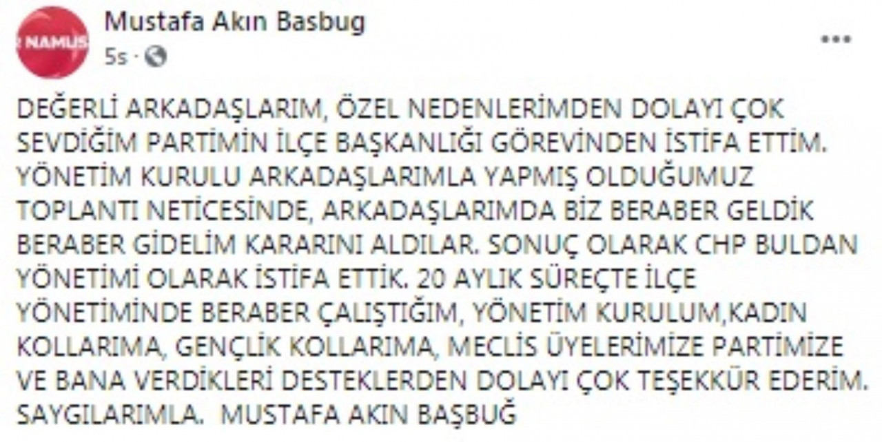 CHP ilçe başkanı ve yönetimi görevinden istifa etti - Resim : 1