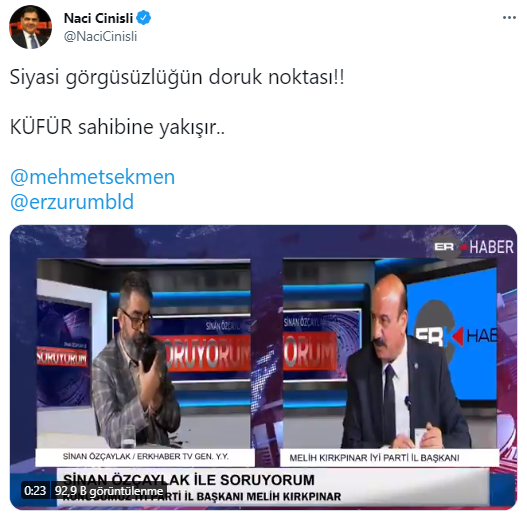 AKP'li belediye başkanından canlı yayında İYİ Partili başkana şok küfür! - Resim : 1