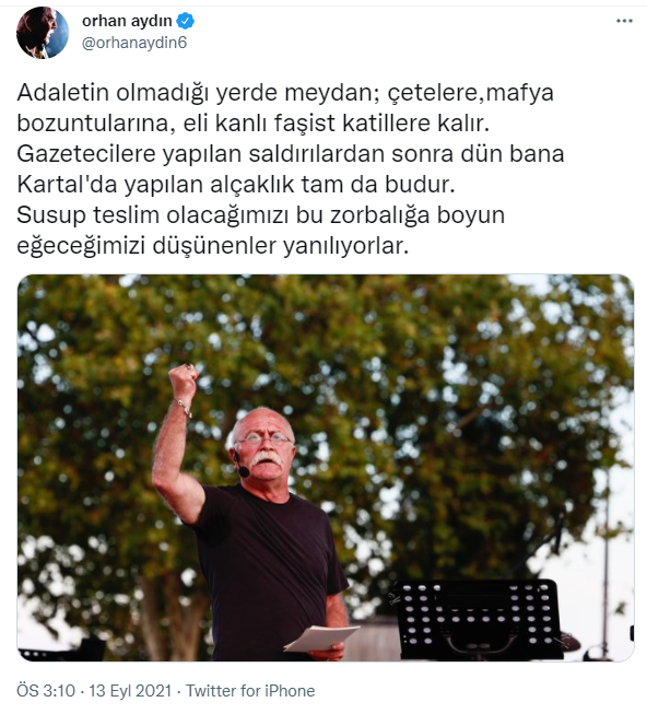 Saldırıya uğrayan tiyatro sanatçısı Orhan Aydın'dan ilk açıklama - Resim : 1