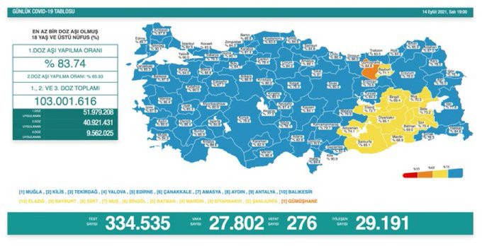 Türkiye'de koronavirüsten 276 kişi daha hayatını kaybetti! Vaka sayısında korkutan artış - Resim : 1