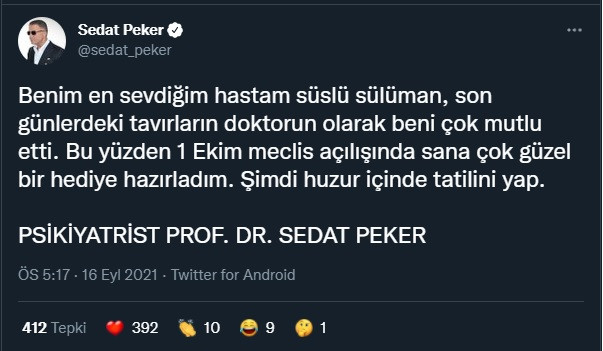 Sedat Peker yeniden Süleyman Soylu'yu hedef aldı: Sana Meclis açılışı için bir hediye hazırladım... - Resim : 1