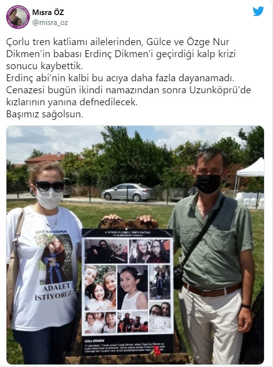 Çorlu tren kazasında 2 kızını kaybeden Erdinç Dikmen kalp krizinden yaşamını yitirdi - Resim : 1