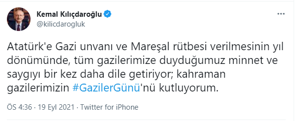 CHP Lideri Kılıçdaroğlu'ndan Gaziler Günü mesajı - Resim : 1