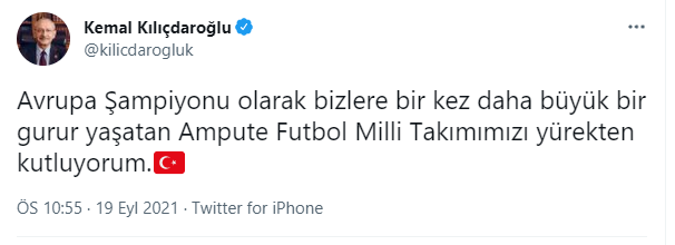 CHP Genel Başkanı Kılıçdaroğlu, Avrupa Şampiyonu olan Ampute Milli Futbol Takımı'nı kutladı - Resim : 1