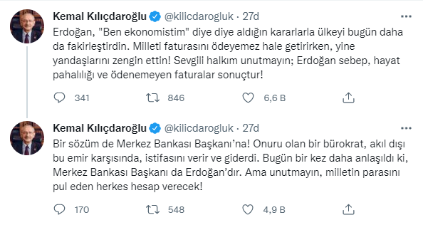Kılıçdaroğlu'ndan Erdoğan'a ve Kavcıoğlu'na faiz tepkisi: 'Bugün bir kez daha anlaşılmıştır ki...' - Resim : 1