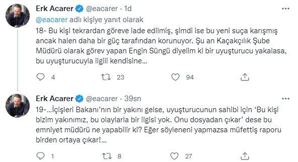 BAE izin vermedi, Sedat Peker'in iddiaları Erk Acarer'in hesabından paylaşıldı: 'Bunu ısınma kabul edin' - Resim : 8