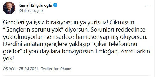 Kılıçdaroğlu'ndan Erdoğan'a yurt yanıtı: 'Çıkar telefonunu göster' diyen dayılara benziyorsun - Resim : 2