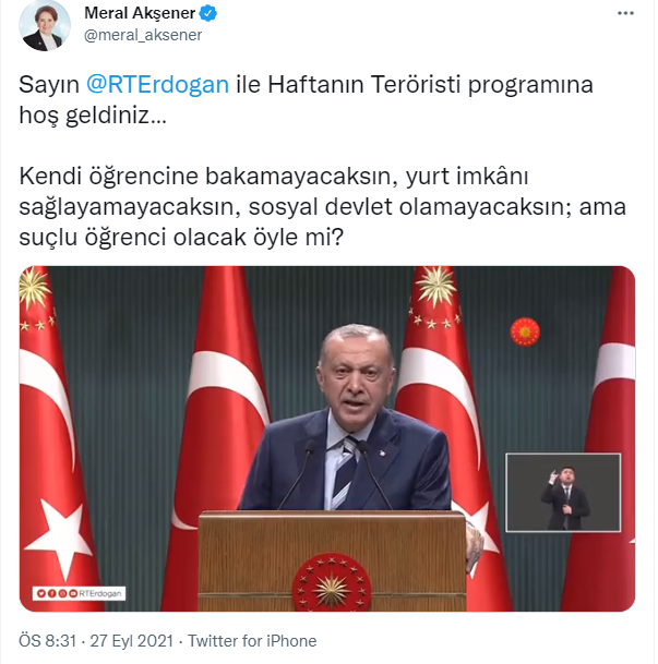 Barınamayan öğrencileri hedef alan Erdoğan'a Akşener'den jet yanıt! - Resim : 2