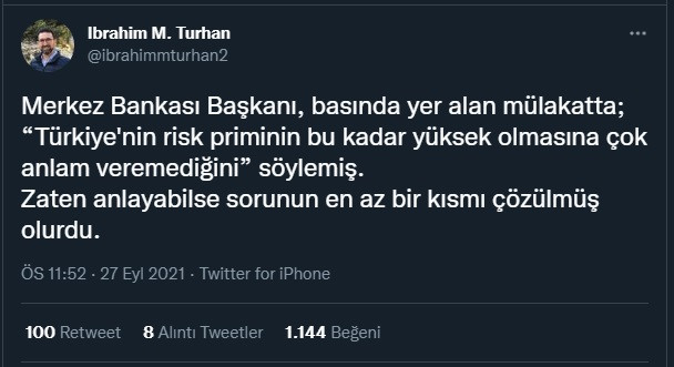 Merkez Bankası Başkanı’nın 'Risk Primi' sözleri tartışma yarattı - Resim : 1