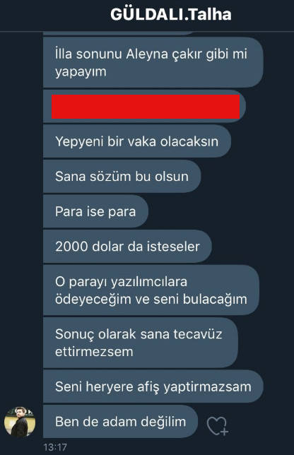 Şok mesajlar: Talha Güldalı isimli erkek, kadınları tecavüzle ve ölümle tehdit etti! - Resim : 1