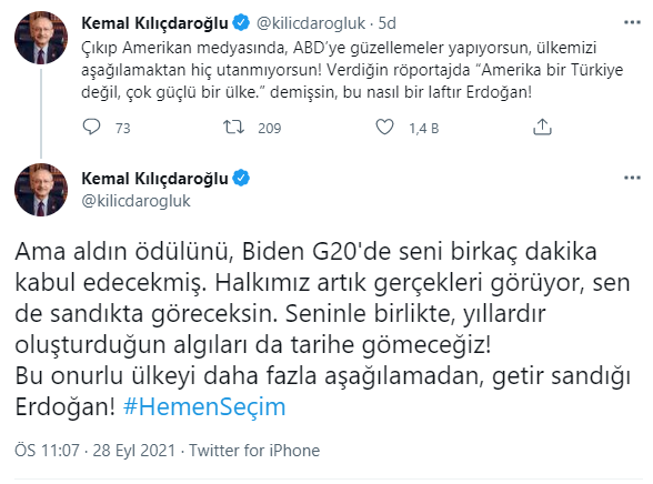 Kılıçdaroğlu'ndan Erdoğan'a: 'Bu onurlu ülkeyi daha fazla aşağılamadan...' - Resim : 1