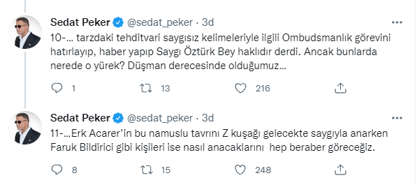 Sedat Peker'den Faruk Bildirici'nin Erk Acarer eleştirilerine sert yanıt! - Resim : 4