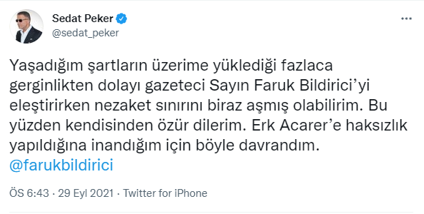 Sedat Peker, Faruk Bildirici'den özür diledi - Resim : 3