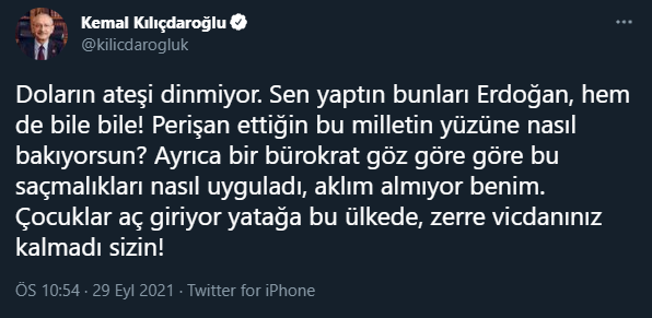 Doların rekor kırması sonrası Kılıçdaroğlu'ndan açıklama: 'Sen yaptın bunları Erdoğan' - Resim : 1