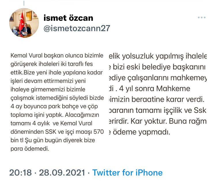 Sosyal medyadan isyan etti: AKP'li belediyeden 6 yıldır parasını alamadı! - Resim : 1