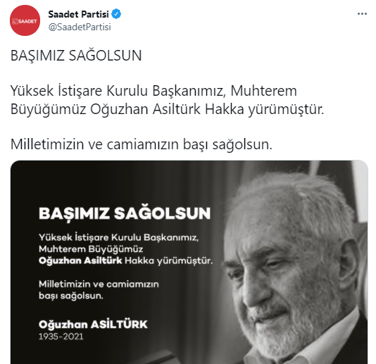 Saadet Partisi'nden 'Oğuzhan Asiltürk' için taziye mesajı - Resim : 1