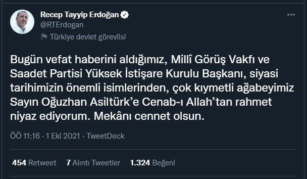 Erdoğan'dan Oğuzhan Asiltürk'ün vefatıyla ilgili ilk açıklama! - Resim : 1