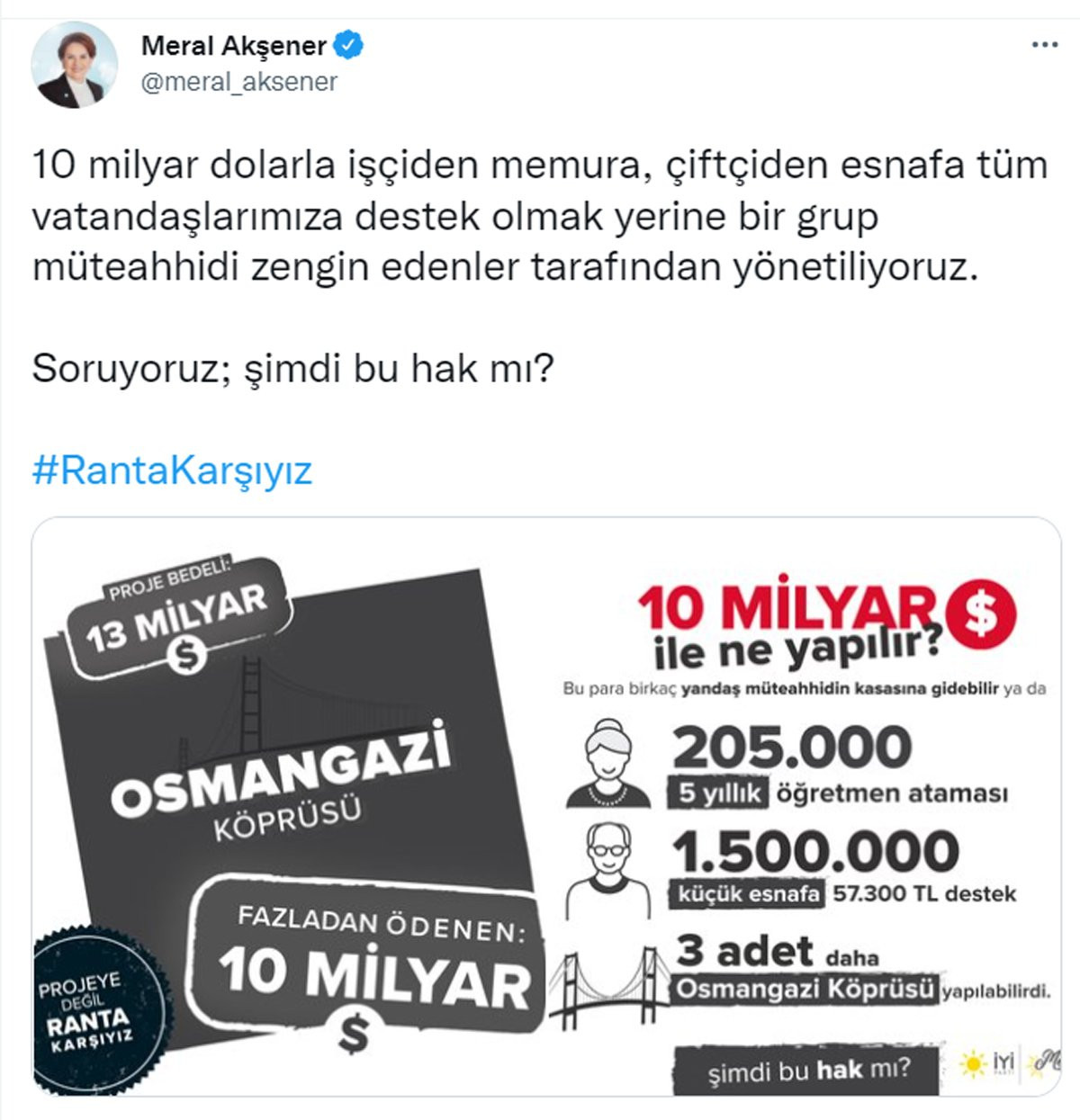 Meral Akşener'den çarpıcı paylaşım: 'Şimdi bu hak mı?' - Resim : 1